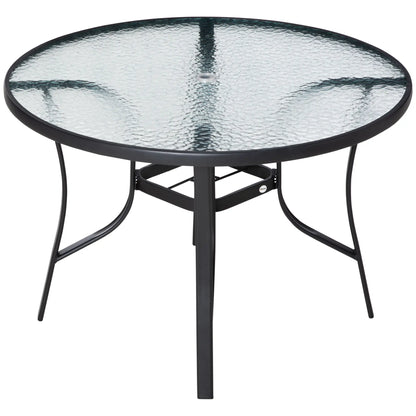42 Inch Round Outdoor Dining Table with Umbrella Hole, Steel Patio Side Tables at Gallery Canada