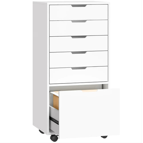 Mobile Printer Stand With 5 Drawers, White