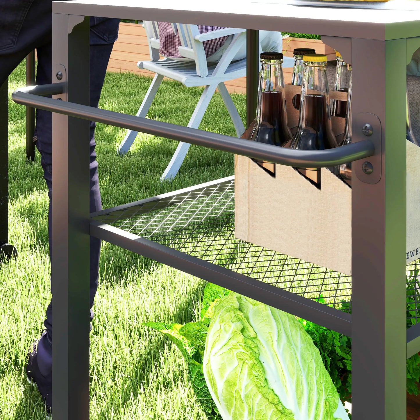 3-Tier Outdoor Grill Cart, Pizza Oven Stand, Storage Rack, 4 Wheels Outdoor Grill Carts at Gallery Canada