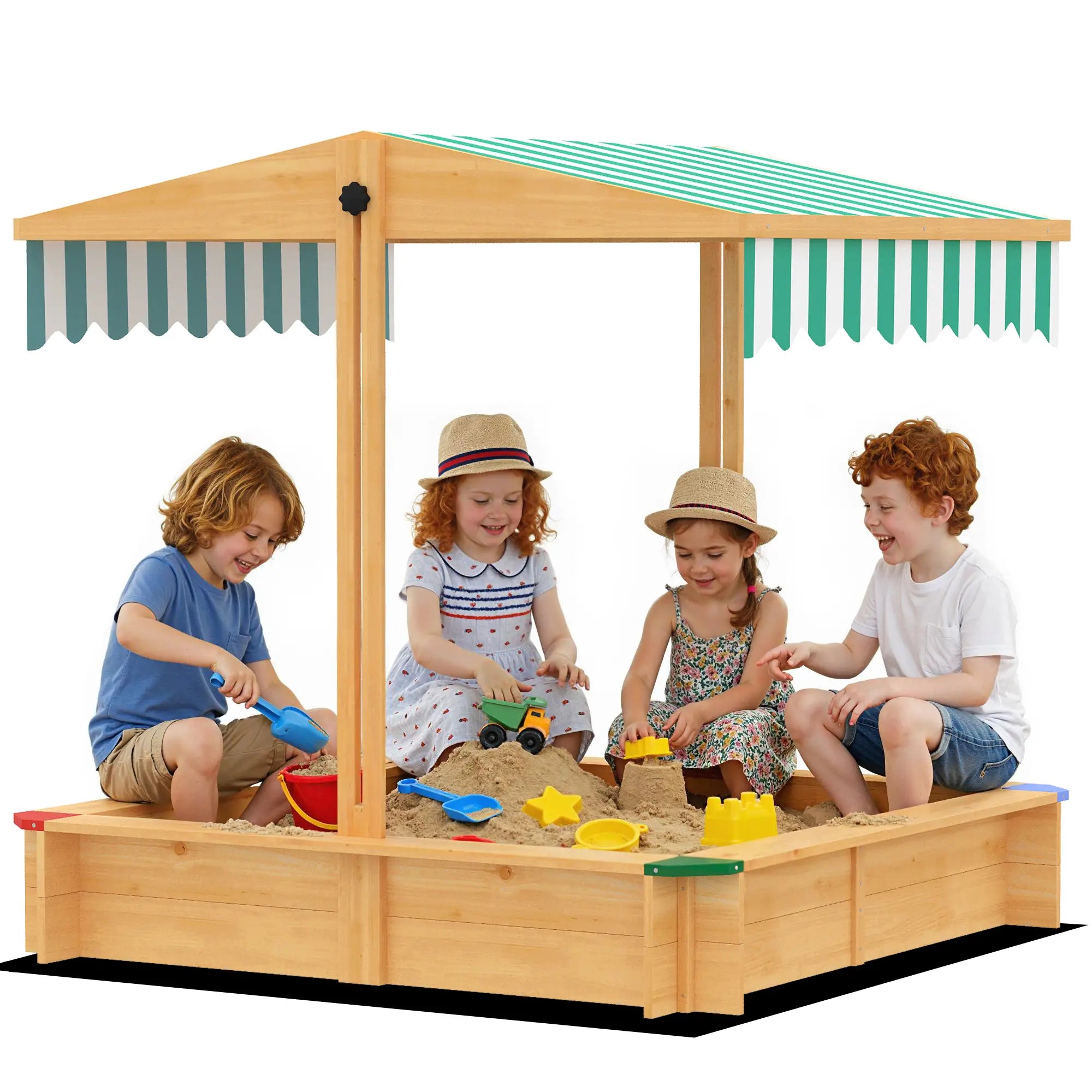 Wooden Sandbox With Cover, Outdoor For Kids, Light Brown Sandboxes & Accessories at Gallery Canada