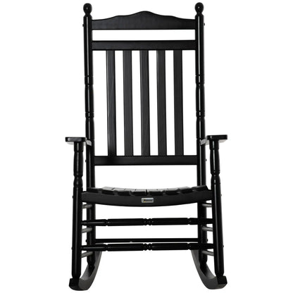 Wooden Outdoor Rocking Chair, Slatted High Back, Armrests, Black Outdoor Rocking Chairs at Gallery Canada