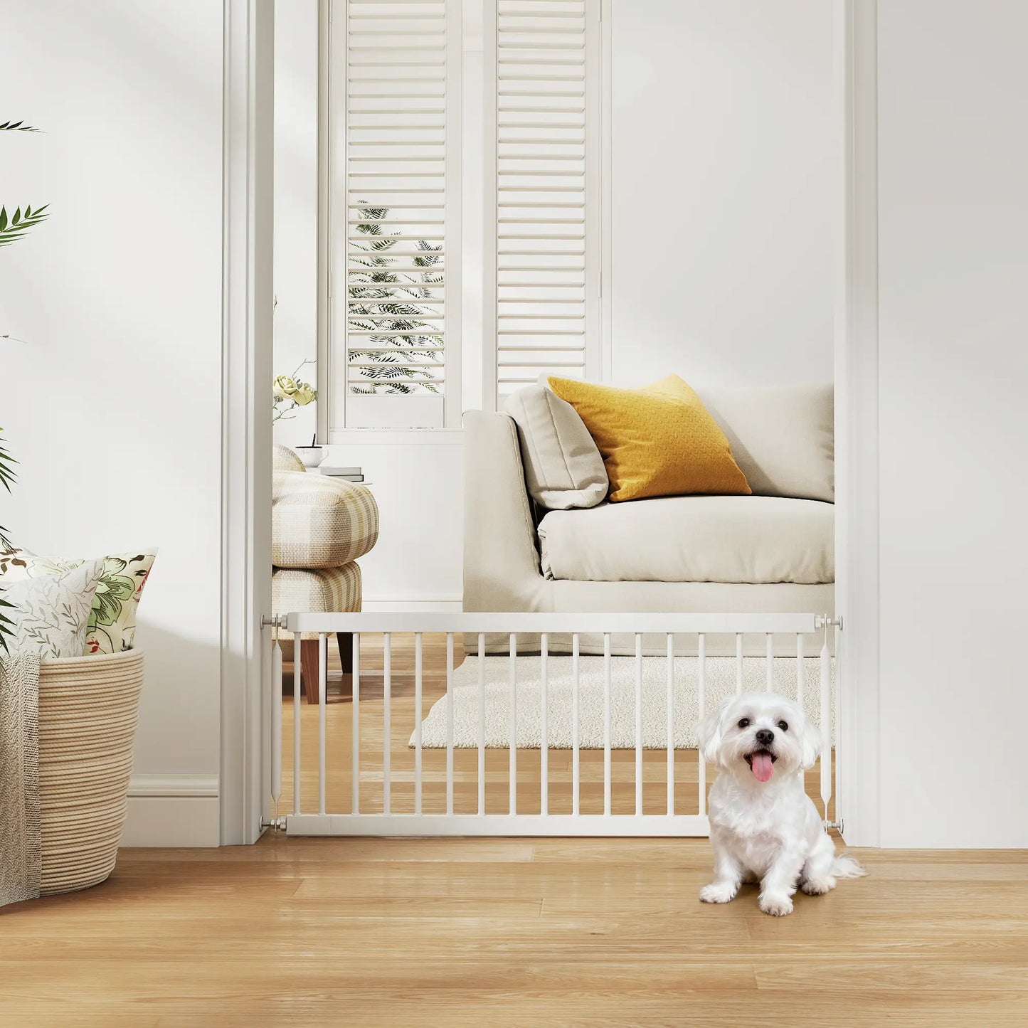 26"-37" Dog Gate, Adjustable Pet Gate, 14" Tall, White Pet Gates at Gallery Canada