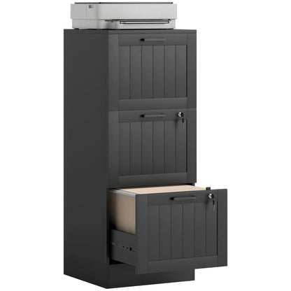 3 Drawer Filing Cabinet with Lock, Adjustable Hanging Bars, Black Office Cabinets & Cupboards at Gallery Canada