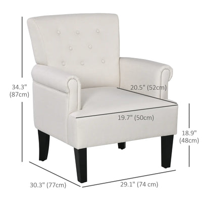Fabric Accent Armchair, Modern Living Room Chair, Wood Legs, Cream White Accent Chairs at Gallery Canada