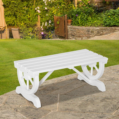 Rustic Wood Wheel Outdoor Garden Bench, 2-Person, White Outdoor Benches at Gallery Canada
