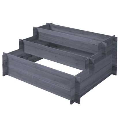 3-Tier Wood Raised Garden Bed, Elevated Planting Box, Gray Wooden Planter Boxes at Gallery Canada