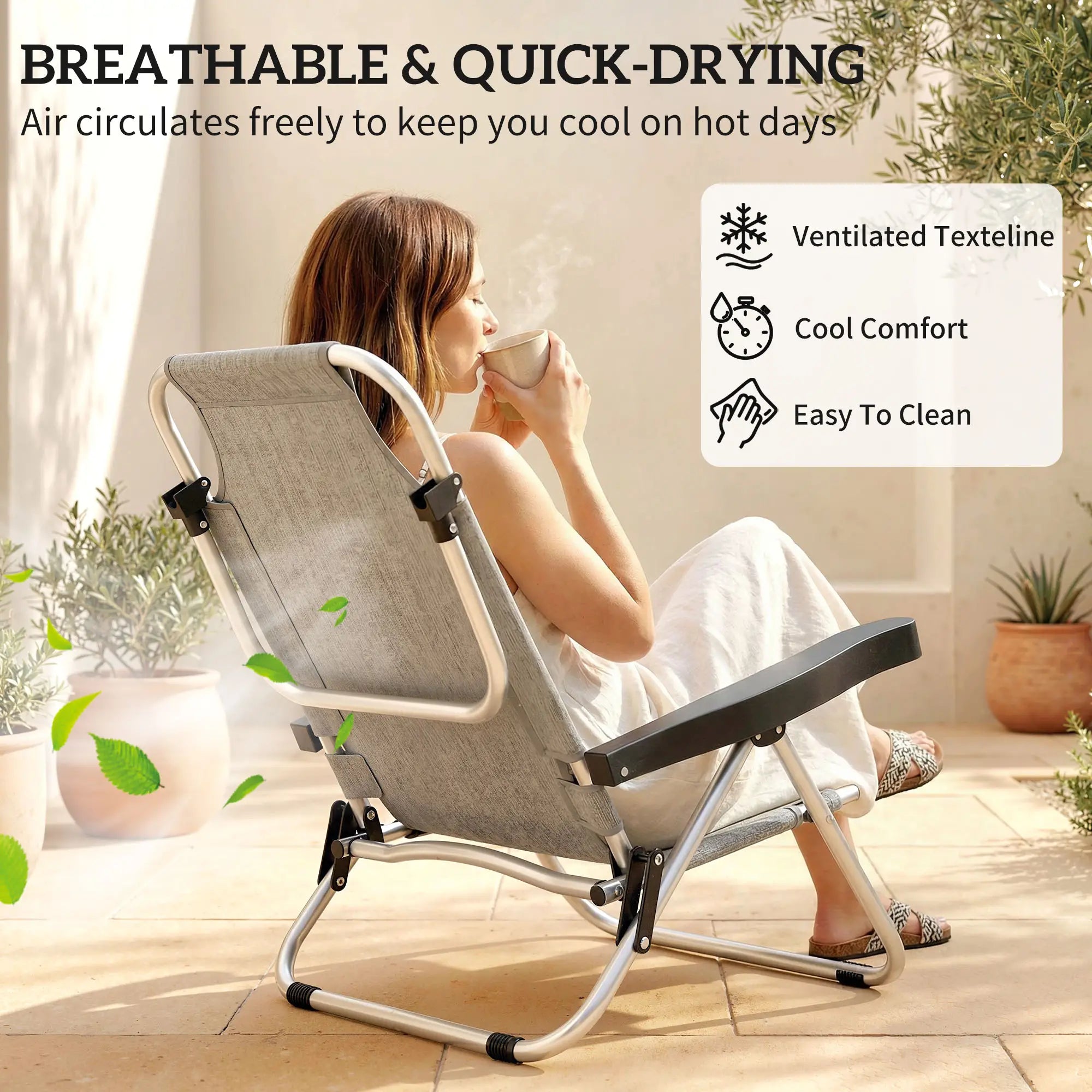 Folding Lounge Chair Set, Reclining Outdoor Chairs, 4-Position Adjustable Lounger Chairs at Gallery Canada