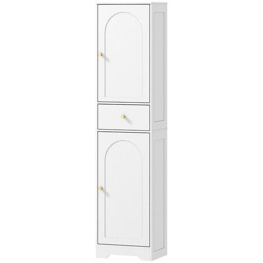 67" Tall Bathroom Cabinet, 2 Doors, Drawer, Adjustable Shelf, Wood Grain, White Bathroom Cabinets White Wood Grain at Gallery Canada