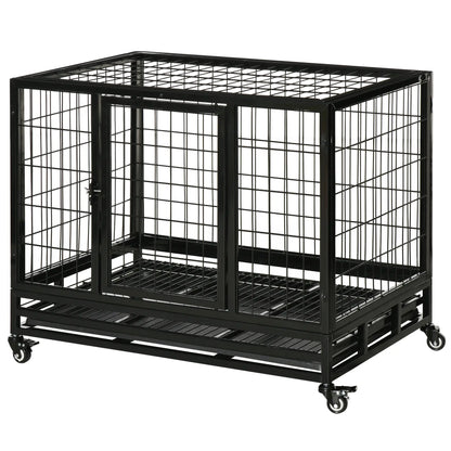Heavy Duty Dog Crate, Two Doors, Lockable Wheels, Removable Tray, 36" x 24" x 27" Houses, Kennels & Pens at Gallery Canada