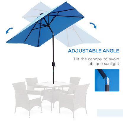 6' x 10' Rectangular Patio Umbrella, 22 LED Solar Lights, Tilt, Crank, Light Blue Sun Umbrellas at Gallery Canada