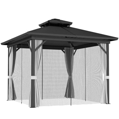 10' x 10' Hardtop Gazebo, Sun Shelter, Mosquito Netting, Light Grey Gazebos at Gallery Canada