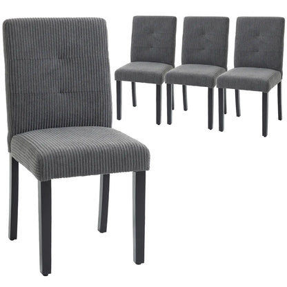 Modern Dining Chairs Set of 4, Rubberwood Legs, Padded Seat, Dark Grey Dining Chairs at Gallery Canada