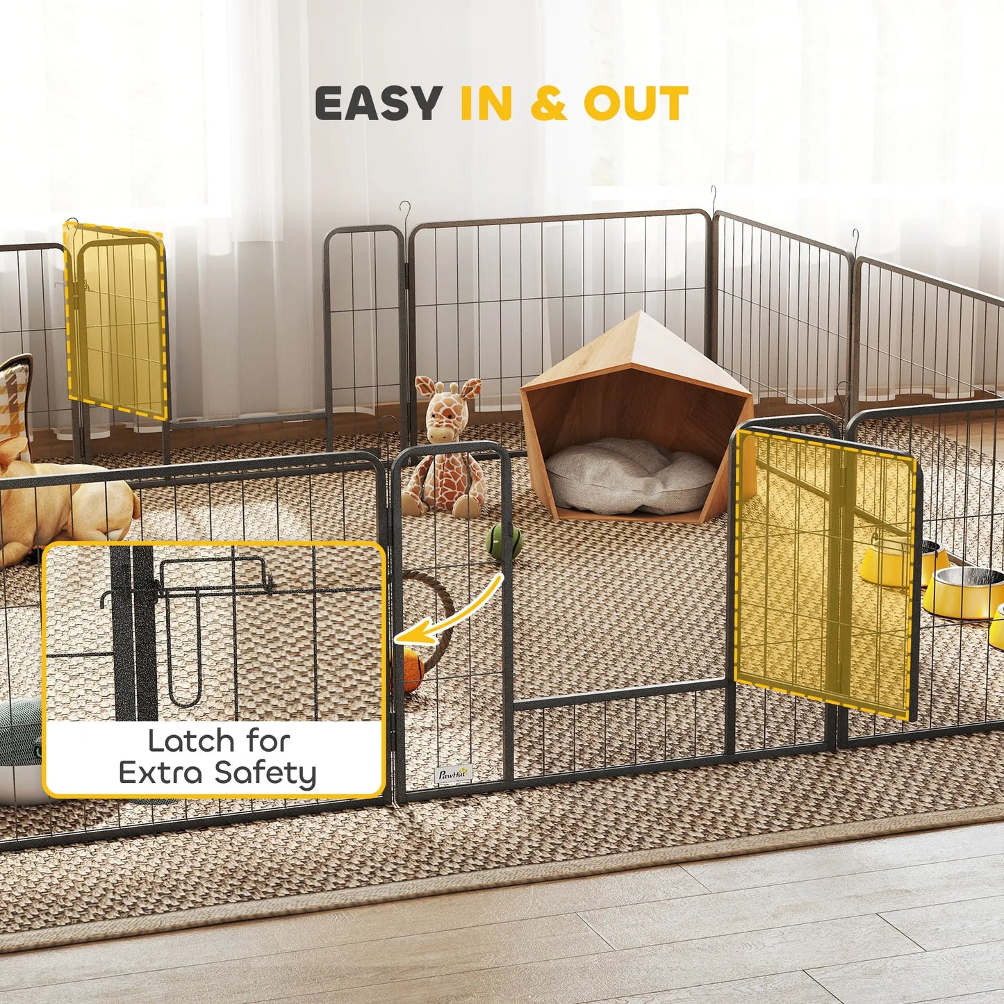 31.5"W Metal Dog Playpen, 23.5"H, 12 Panels, Indoor Outdoor Pet Fence Houses, Kennels & Pens at Gallery Canada