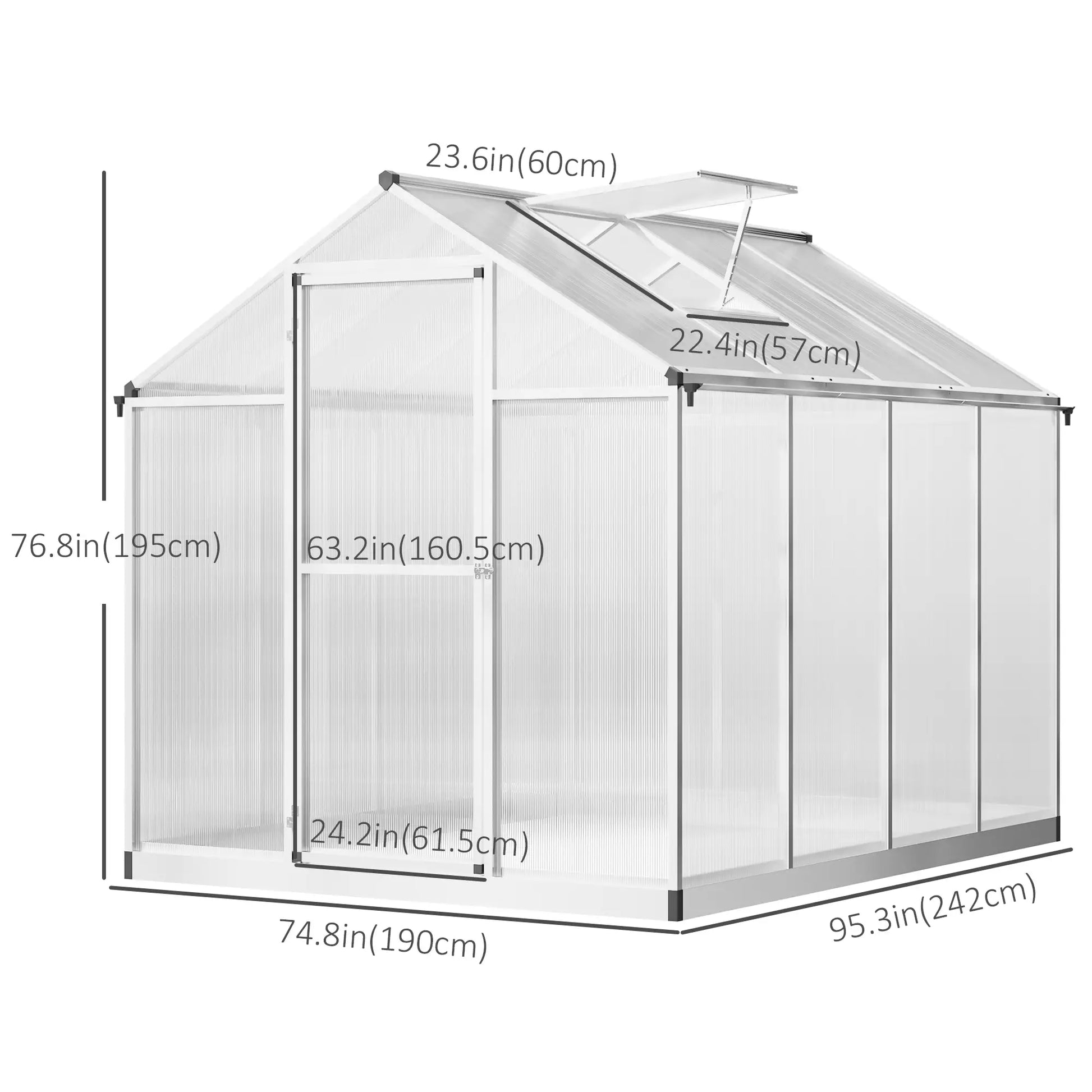 6' x 8' x 6.4' Walk-in Greenhouse, Polycarbonate Panels, Silver Walk In Greenhouses at Gallery Canada
