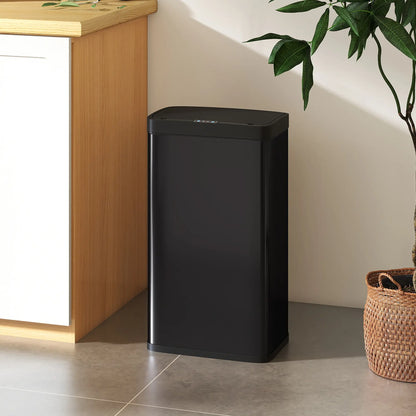Poubelle automatique de 12 gallons avec capteur, acier inoxydable anti-empreintes, noir mat