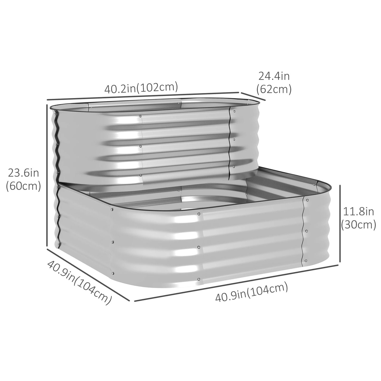 3.4'x3.4'x1' Outdoor Raised Garden Bed, 2-Tier Planter Box, Galvanized Galvanized Planter Boxes at Gallery Canada