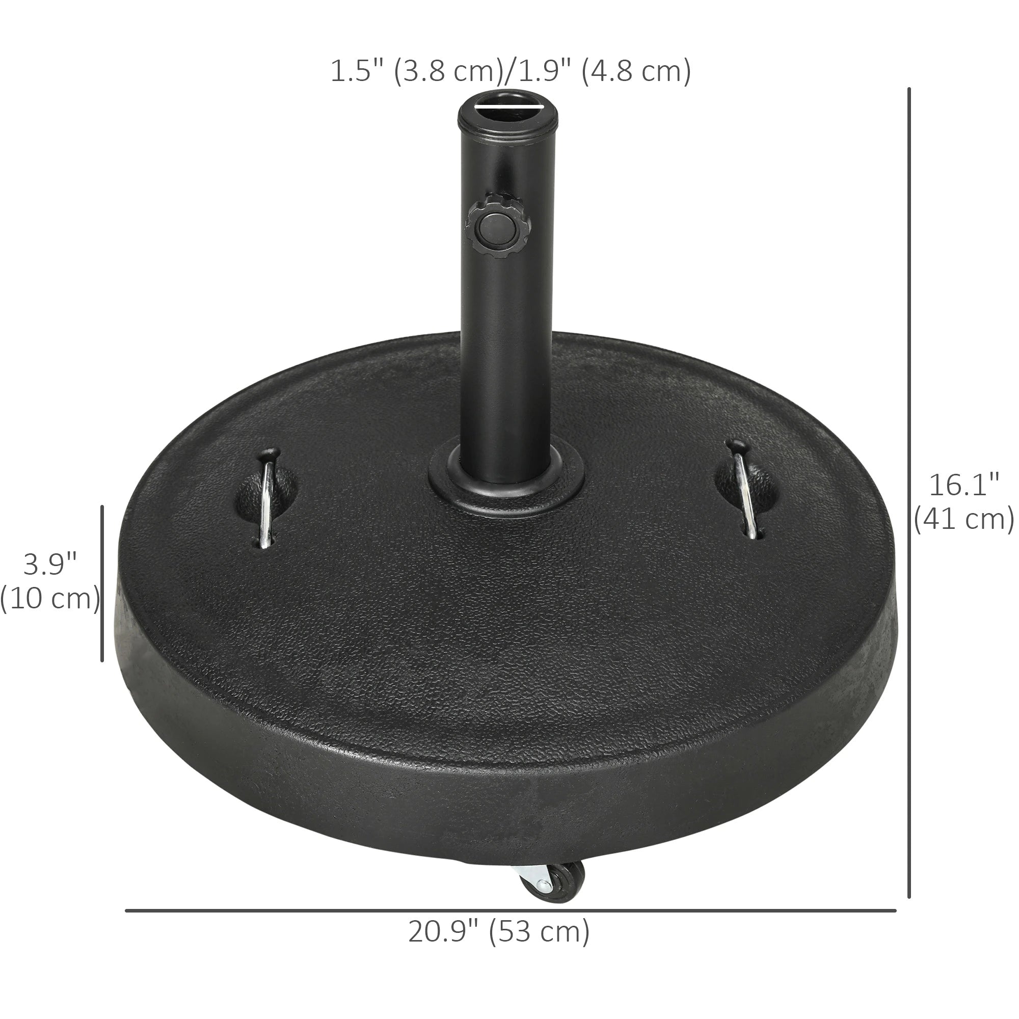 Heavy Duty Patio Umbrella Stand with Wheels, 51lb, Black Umbrella Bases at Gallery Canada