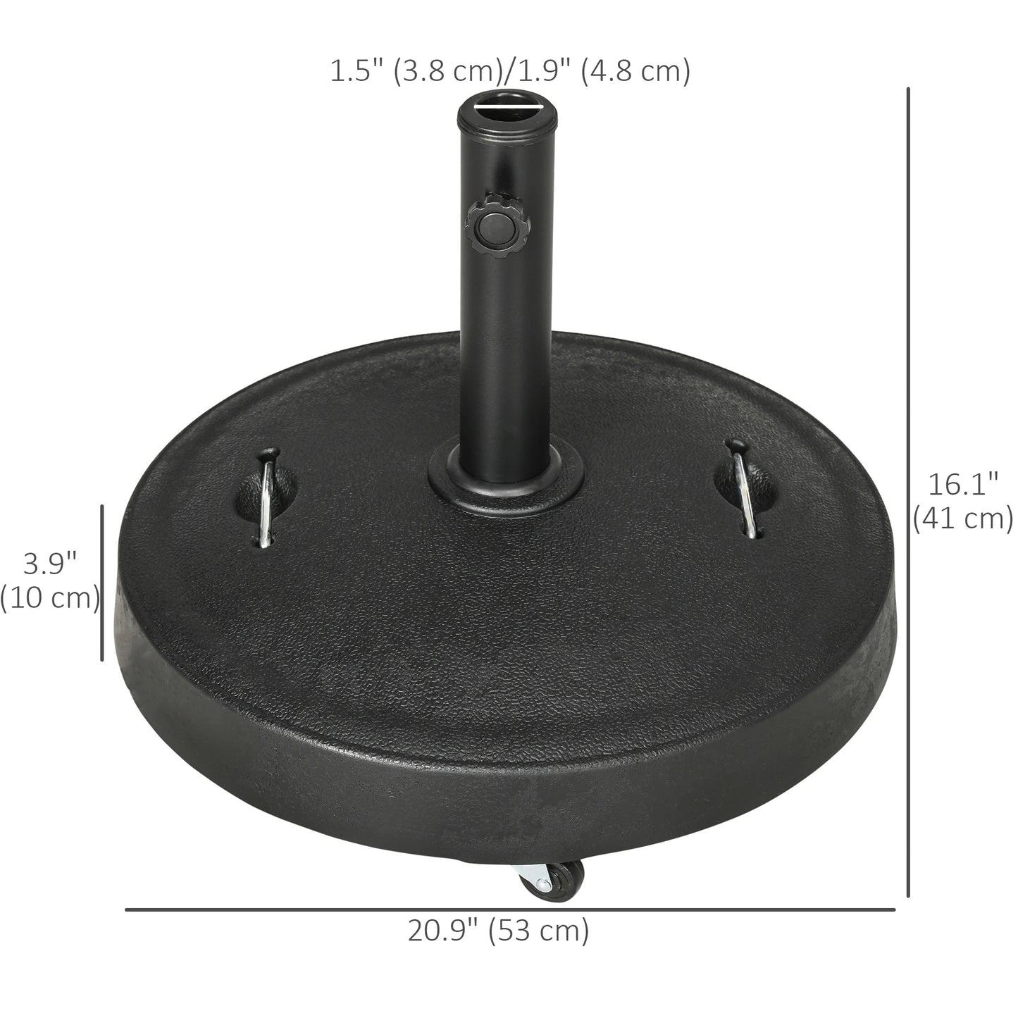 Heavy Duty Patio Umbrella Stand with Wheels, 51lb, Black Umbrella Bases at Gallery Canada