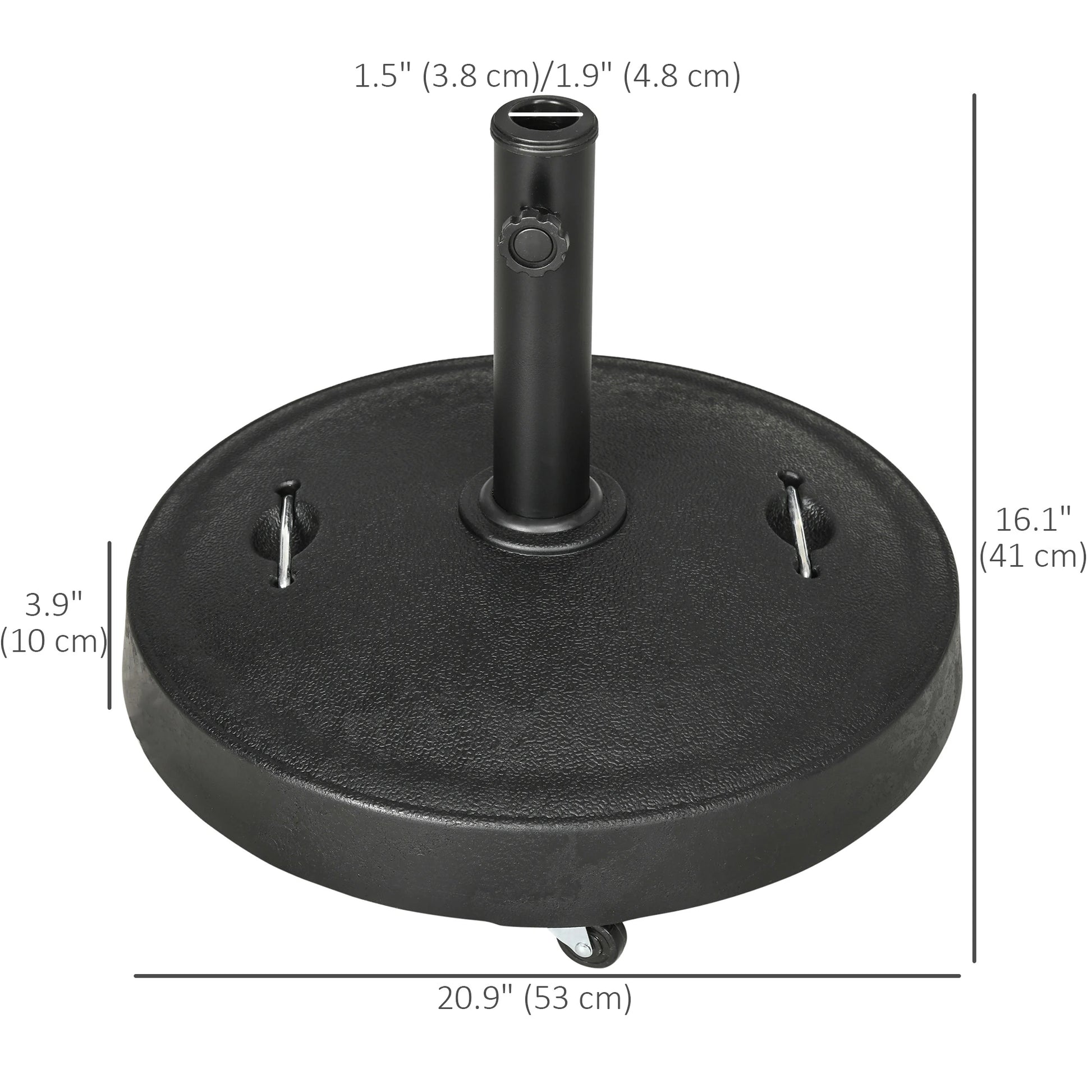 Heavy Duty Patio Umbrella Stand with Wheels, 51lb, Black Umbrella Bases at Gallery Canada