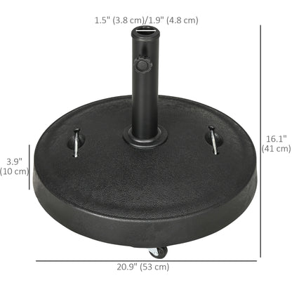 Heavy Duty Patio Umbrella Stand with Wheels, 51lb, Black Umbrella Bases at Gallery Canada
