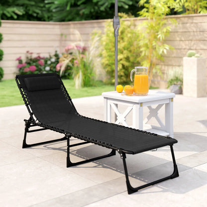 Outdoor Folding Lounge Chair, 4-Level Adjustable, Black Lounger Chairs at Gallery Canada