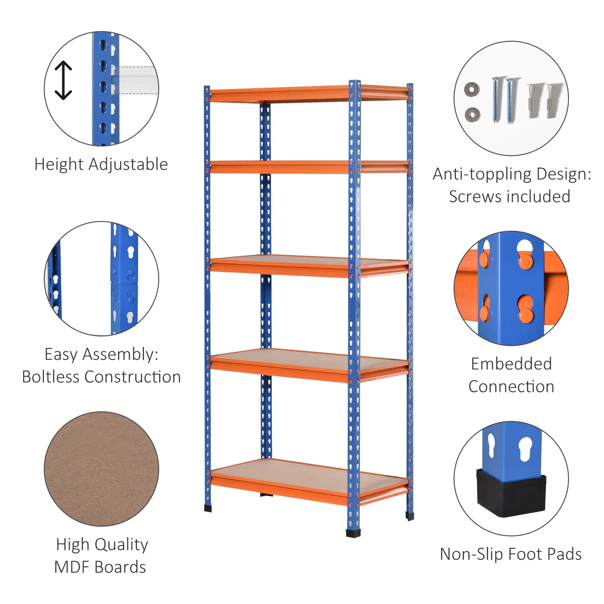 5-Tier Heavy Duty Garage Shelf, Adjustable Metal Shelving Unit, 31.5"x15.75"x71.75", 3300 lbs Capacity Tool Organizers at Gallery Canada