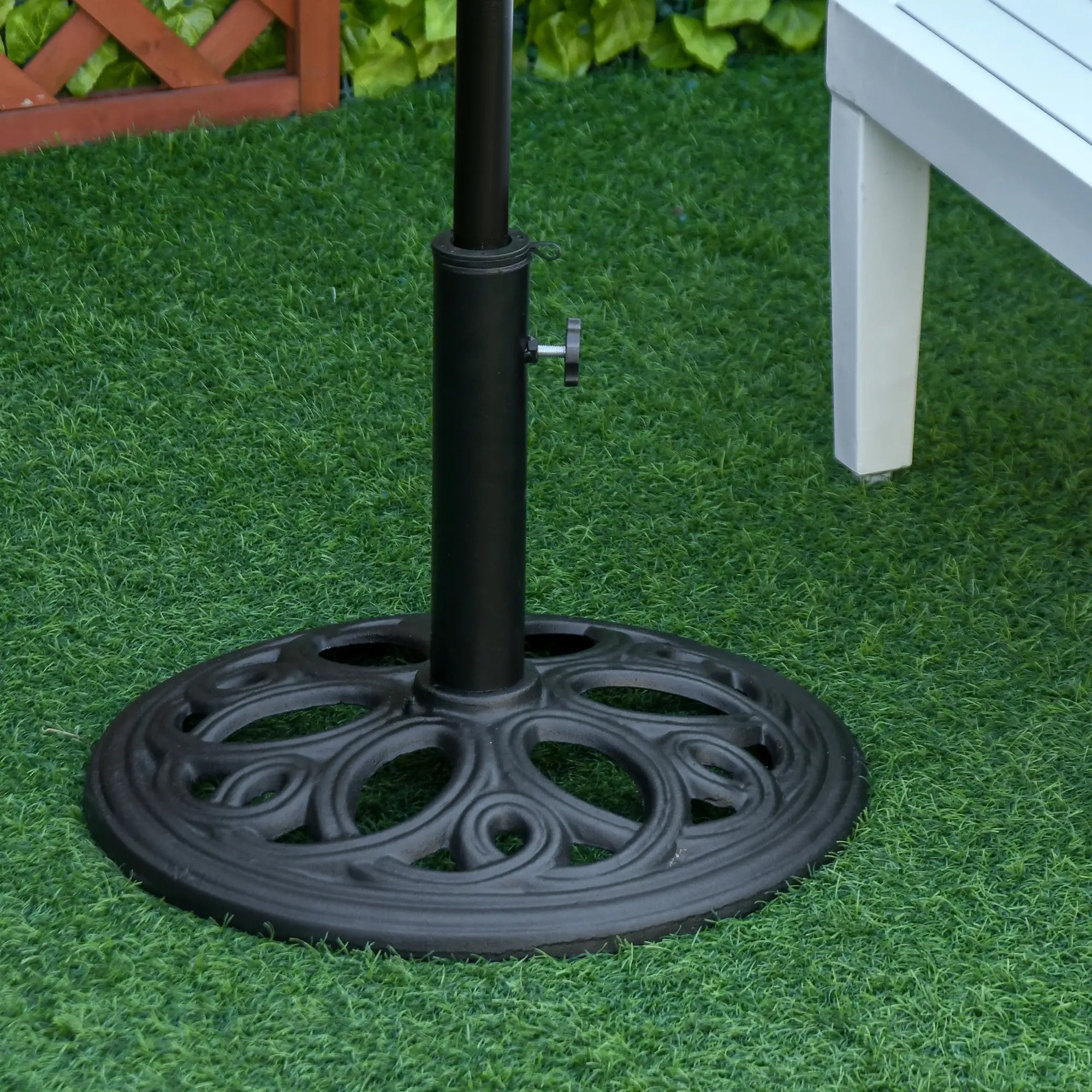 Round Cast Iron Umbrella Base Stand, Outdoor Patio Garden, Fits 1.5