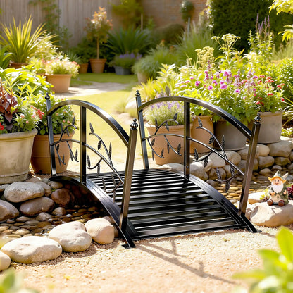 4 FT Metal Garden Bridge, Safety Railings, Outdoor Pond, Arch Footbridge Garden Decor at Gallery Canada