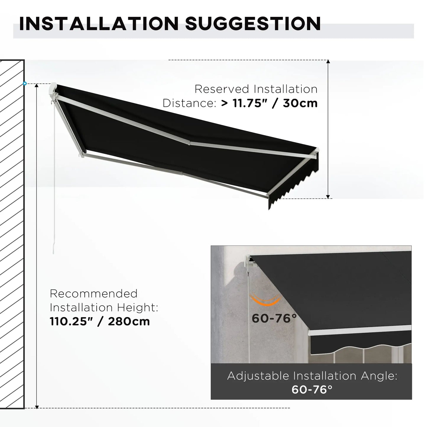 12'x10' Electric Retractable Awning, UV Protection, Black Deck Awnings at Gallery Canada