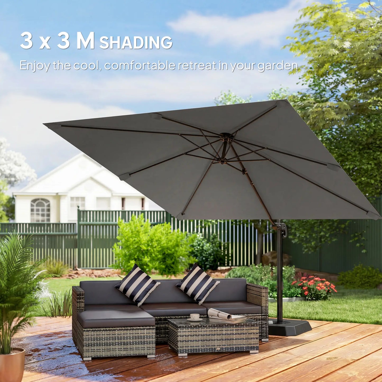 10 FT Outdoor Offset Cantilever Umbrella, Crank Handle, Tilt, 360° Rotation Offset Cantilever Umbrellas at Gallery Canada