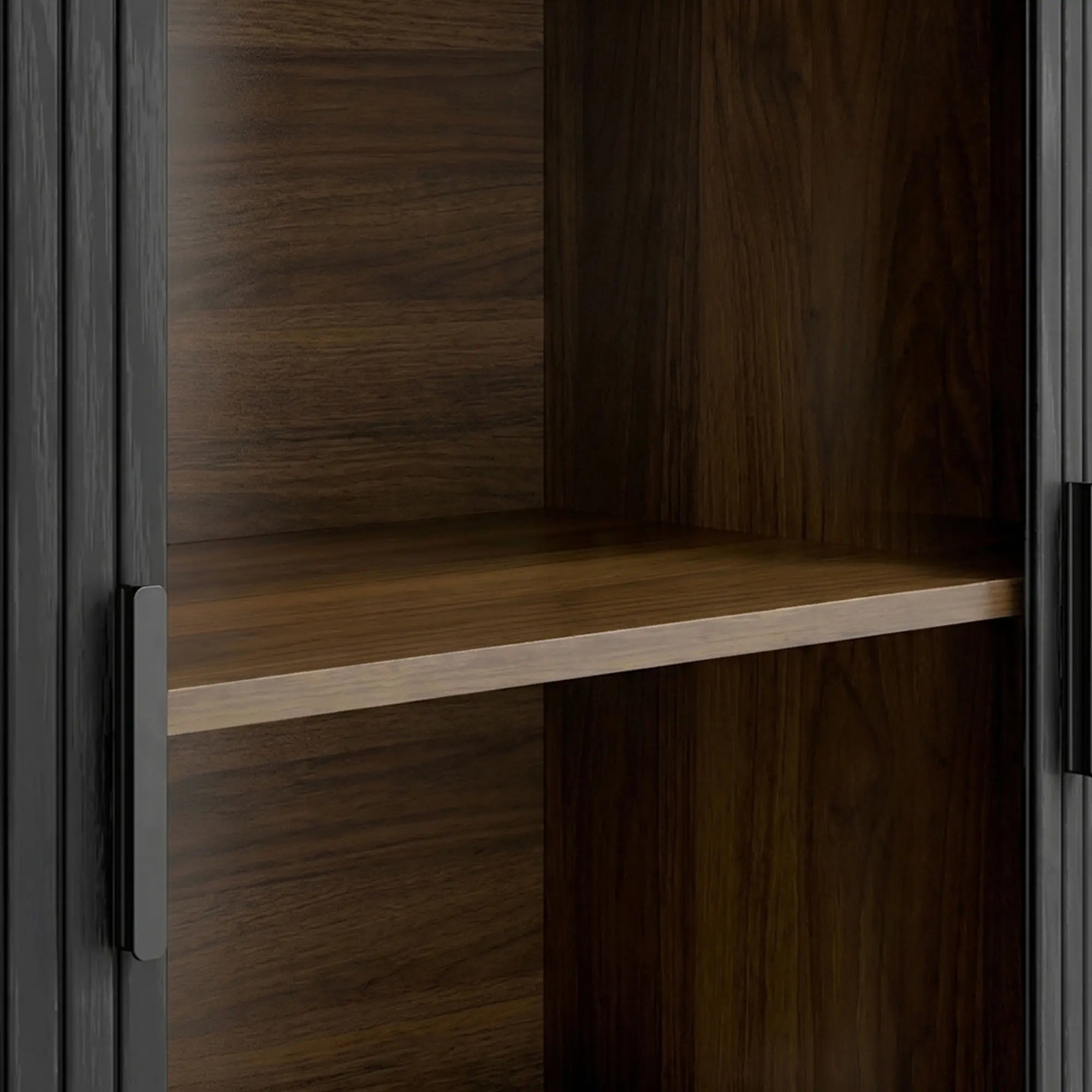 Wood Grain Sideboard With Curved Tambour Doors, Brown Storage Cabinets at Gallery Canada