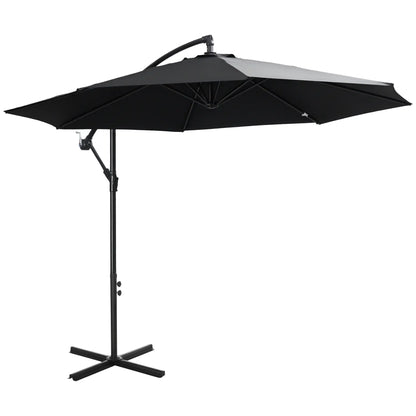 9.7ft Offset Patio Umbrella, 8 Ribs, Crank Handle, Black Offset Cantilever Umbrellas at Gallery Canada