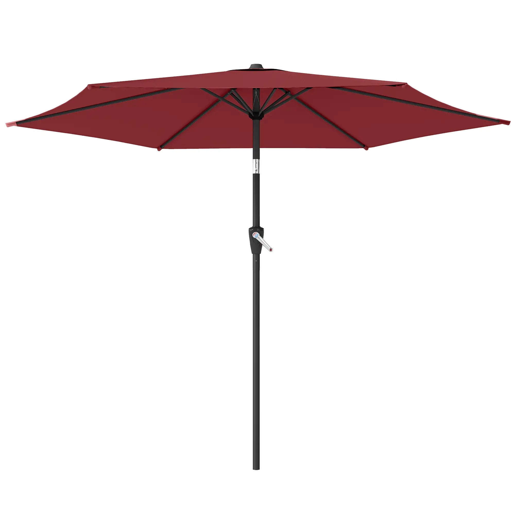 9FT Patio Umbrella, Tilt Crank, 6 Ribs, UV Protection Sun Umbrellas Wine Red, Dark Grey at Gallery Canada