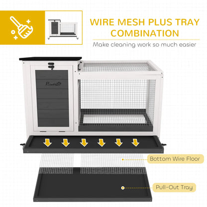 Wooden Rabbit Hutch, Pull-Out Tray, Openable Roof, Small Animal Cage on Wheels, Grey Rabbit Hutch at Gallery Canada