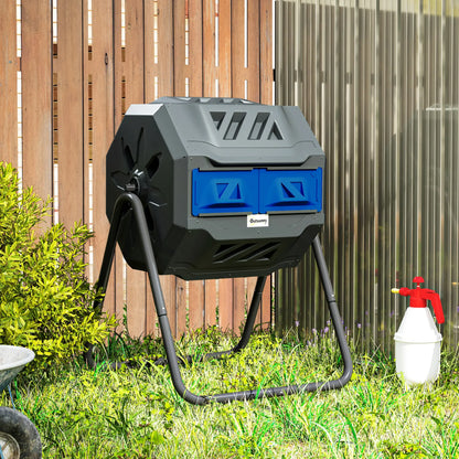 Dual Chamber Compost Bin, 43 Gallon, 360° Rotating, Blue Garden Accessories at Gallery Canada
