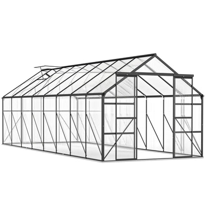 Aluminum Greenhouse Kit, Polycarbonate Walk-In, 16' x 8', Dark Grey Walk In Greenhouses at Gallery Canada