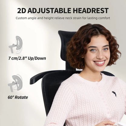 Ergonomic Mesh Office Chair, Adjustable Headrest, Lumbar Support, Black Task Chairs at Gallery Canada