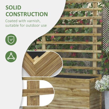Wooden Planter With Trellis, Raised Garden Bed, 30" x 12" x 61", Nature Wood Wooden Planter Boxes at Gallery Canada