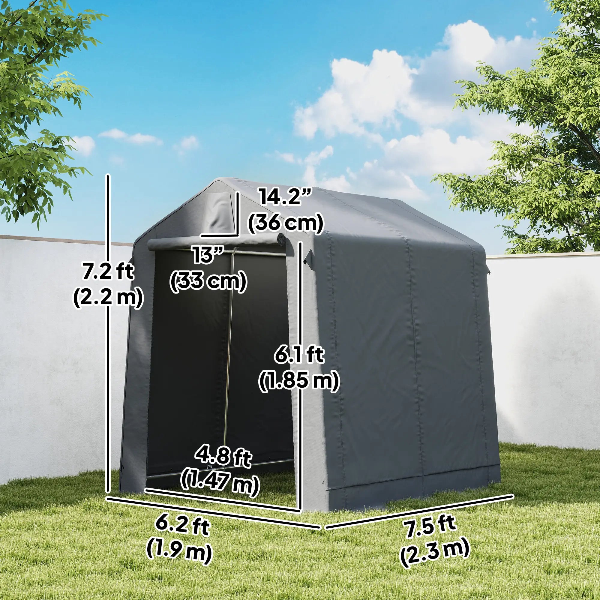7.5' x 6.2' Portable Shed, Waterproof Bike Tent, Dark Grey Portable Shed at Gallery Canada