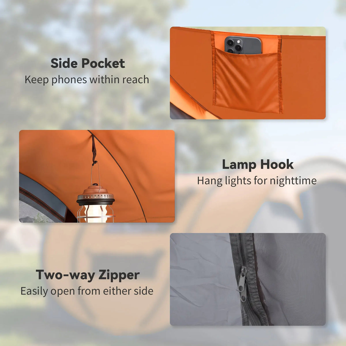 4 Person Pop Up Tent, Automatic Setup, Orange Camping Tents at Gallery Canada
