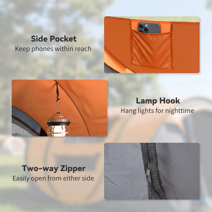 4 Person Pop Up Tent, Automatic Setup, Orange Camping Tents at Gallery Canada