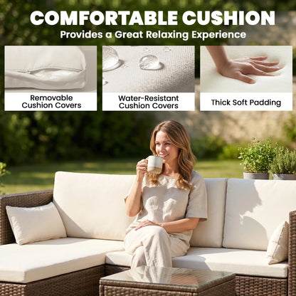 3Pc Rattan Patio Sofa Set W/ Coffee Table & Cushions Patio Furniture Sets at Gallery Canada