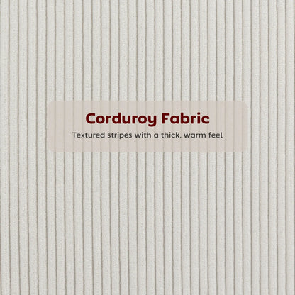 Set of 2 Upholstered Corduroy Barstools with Backrest, Footrest, Cream White Bar Stools at Gallery Canada