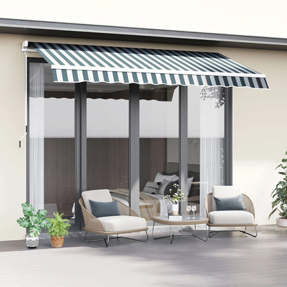 8' x 7' Retractable Awning, UV Water-Resistant Fabric, Aluminum Frame, Green White, Green, White Deck Awnings at Gallery Canada