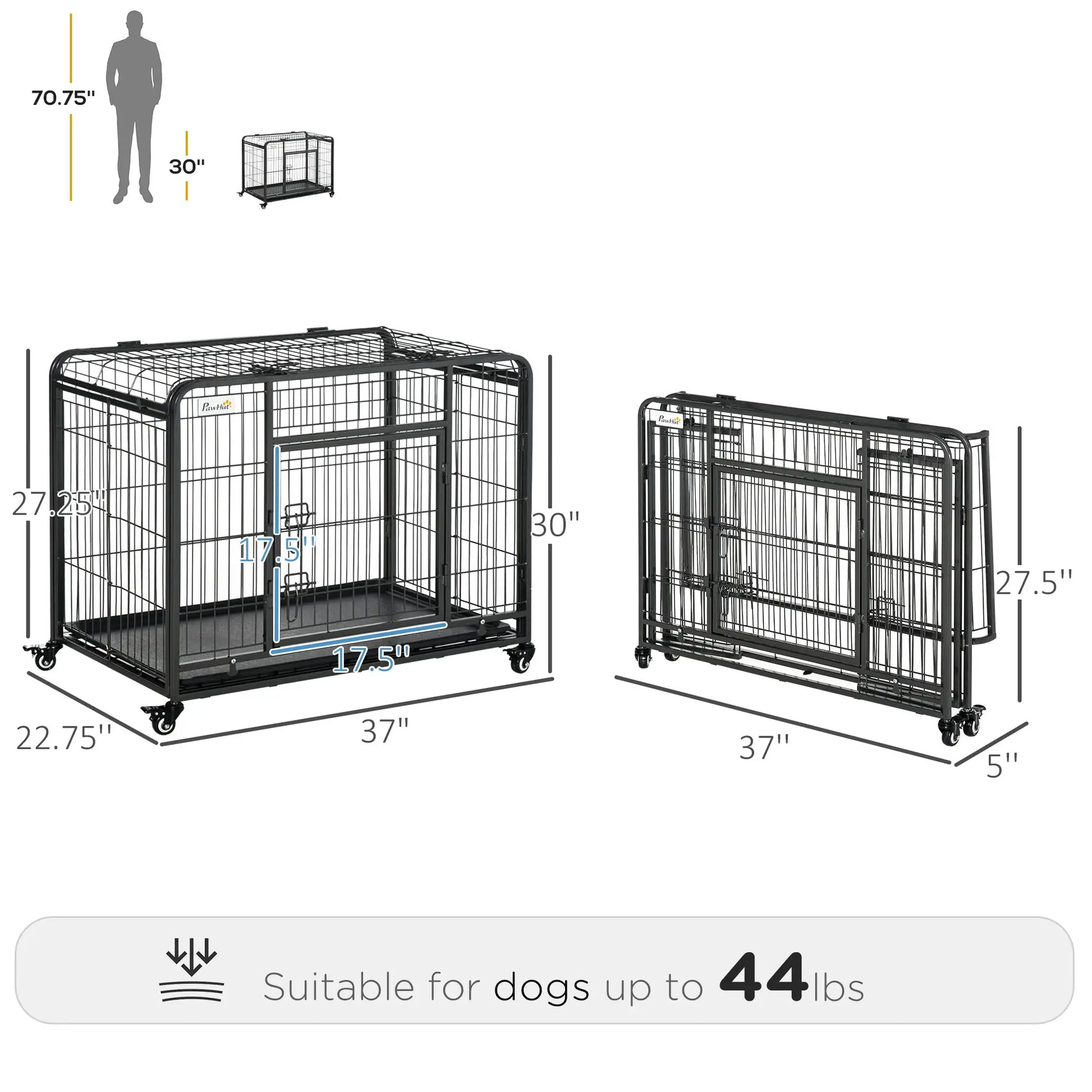 Heavy Duty Folding Dog Crate, Medium Size, 37" x 23" x 27" Houses, Kennels & Pens at Gallery Canada