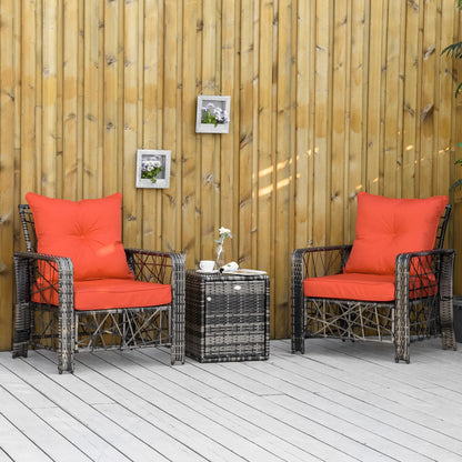 3 Pc Wicker Patio Furniture Set, Rattan Bistro with Storage Table, Red Bistro Sets at Gallery Canada