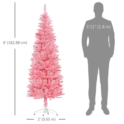 6ft Pencil Artificial Christmas Tree, 479 Branch Tips, Steel Base, Pink Pencil Christmas Trees at Gallery Canada