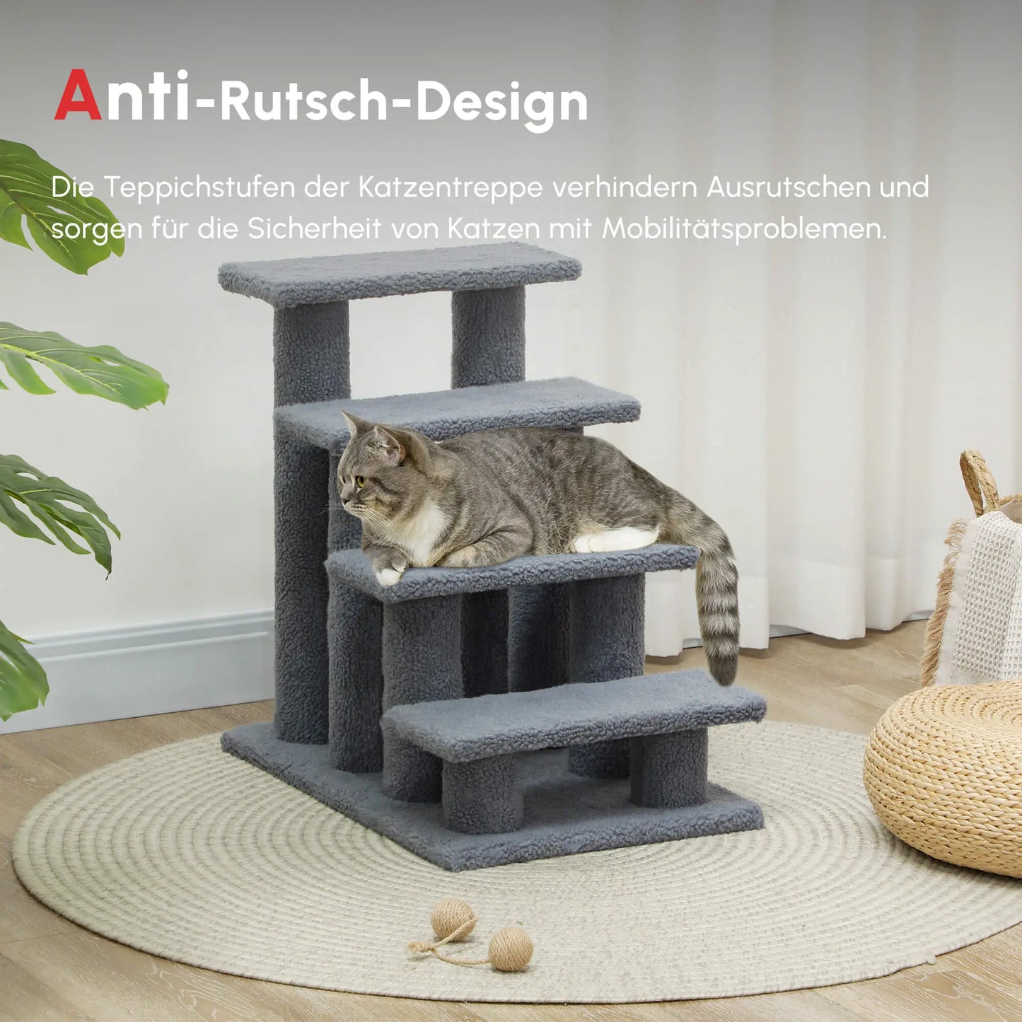 4-Step Carpeted Cat Scratching Post, Pet Stairs, Grey Cat Stairs at Gallery Canada