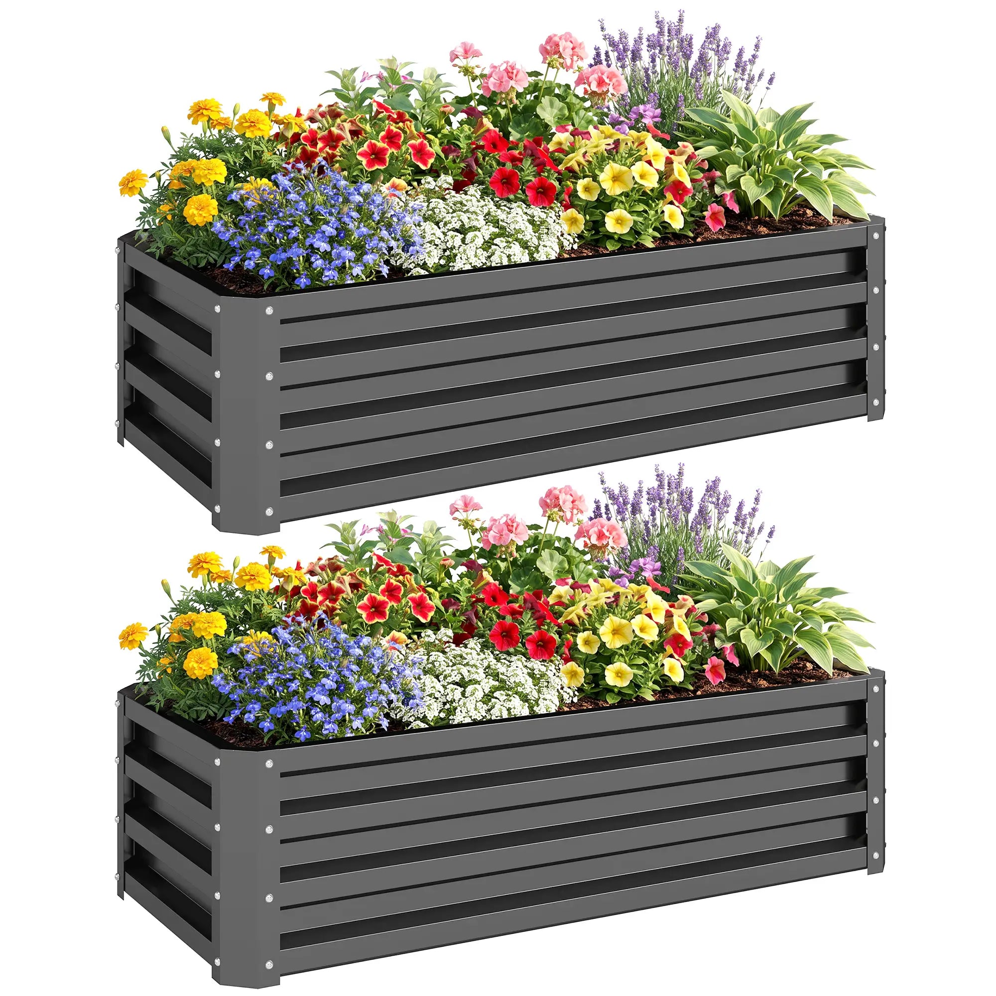 Galvanized Raised Garden Beds, Outdoor Planter Box, Set of 2, Light Grey Raised Garden Beds at Gallery Canada