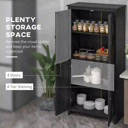 72" Freestanding Storage Cabinet, Kitchen Pantry with Doors, Shelves, Black Kitchen Pantry Cabinets at Gallery Canada
